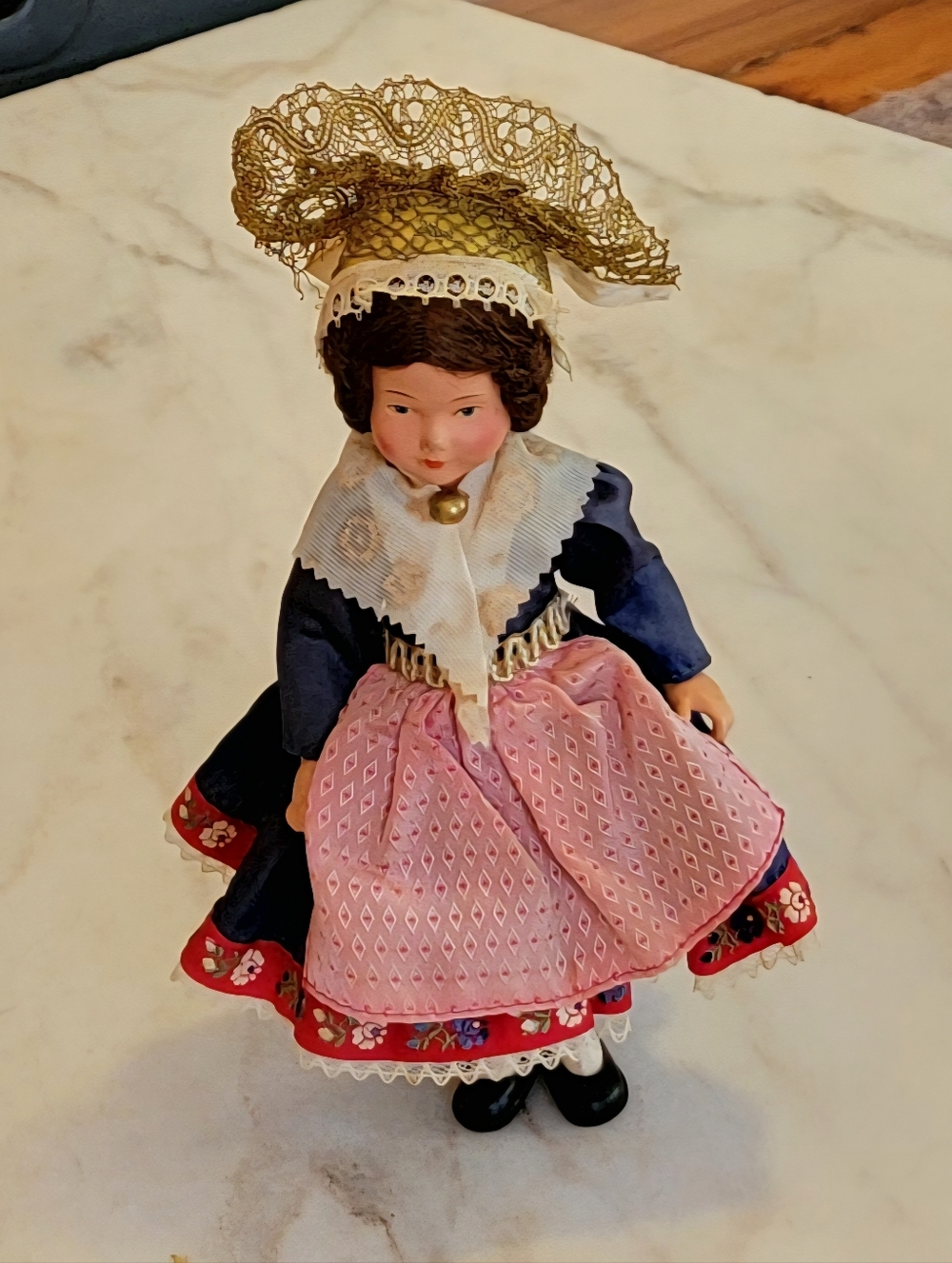 Vintage 1950s–60s French Regional Costume Doll | Fully Articulated Bending Waist